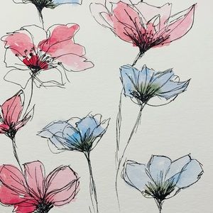 Original watercolor Painting poppies